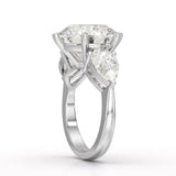 9.13 CT Lab Diamond Round and Pear Cut Three Stone Ring