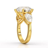 9.13 CT Lab Diamond Round and Pear Cut Three Stone Ring