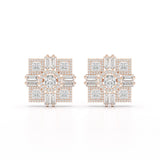9.25 CT Baguette and Princess Cut Lab Diamond Stud Earrings