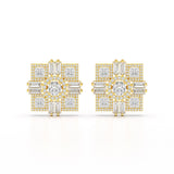 9.25 CT Baguette and Princess Cut Lab Diamond Stud Earrings