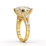 9.29 CT Halo Pave Lab Diamond Engagement Ring