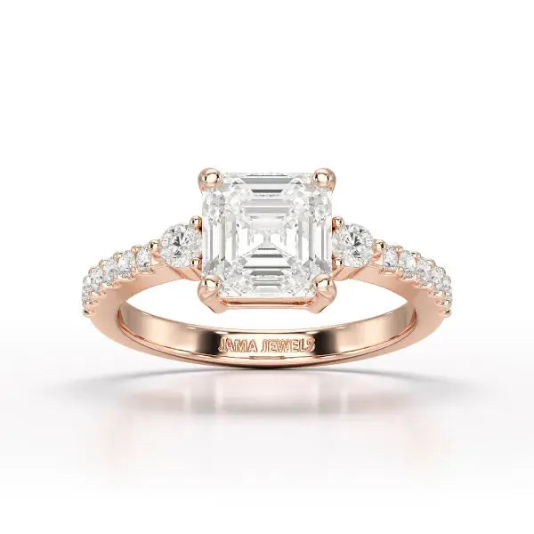 Asscher Cut 2.33 CT Lab Diamond Engagement Ring - Jama Jewels