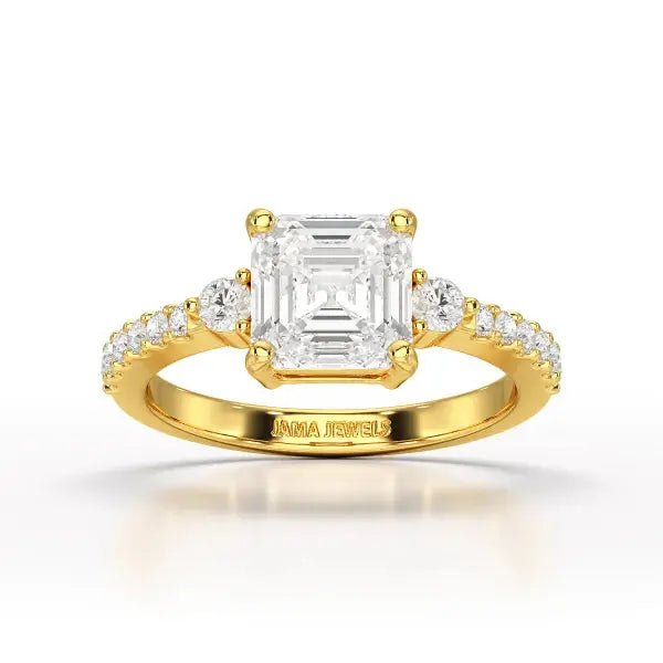 Asscher Cut 2.33 CT Lab Diamond Engagement Ring - Jama Jewels