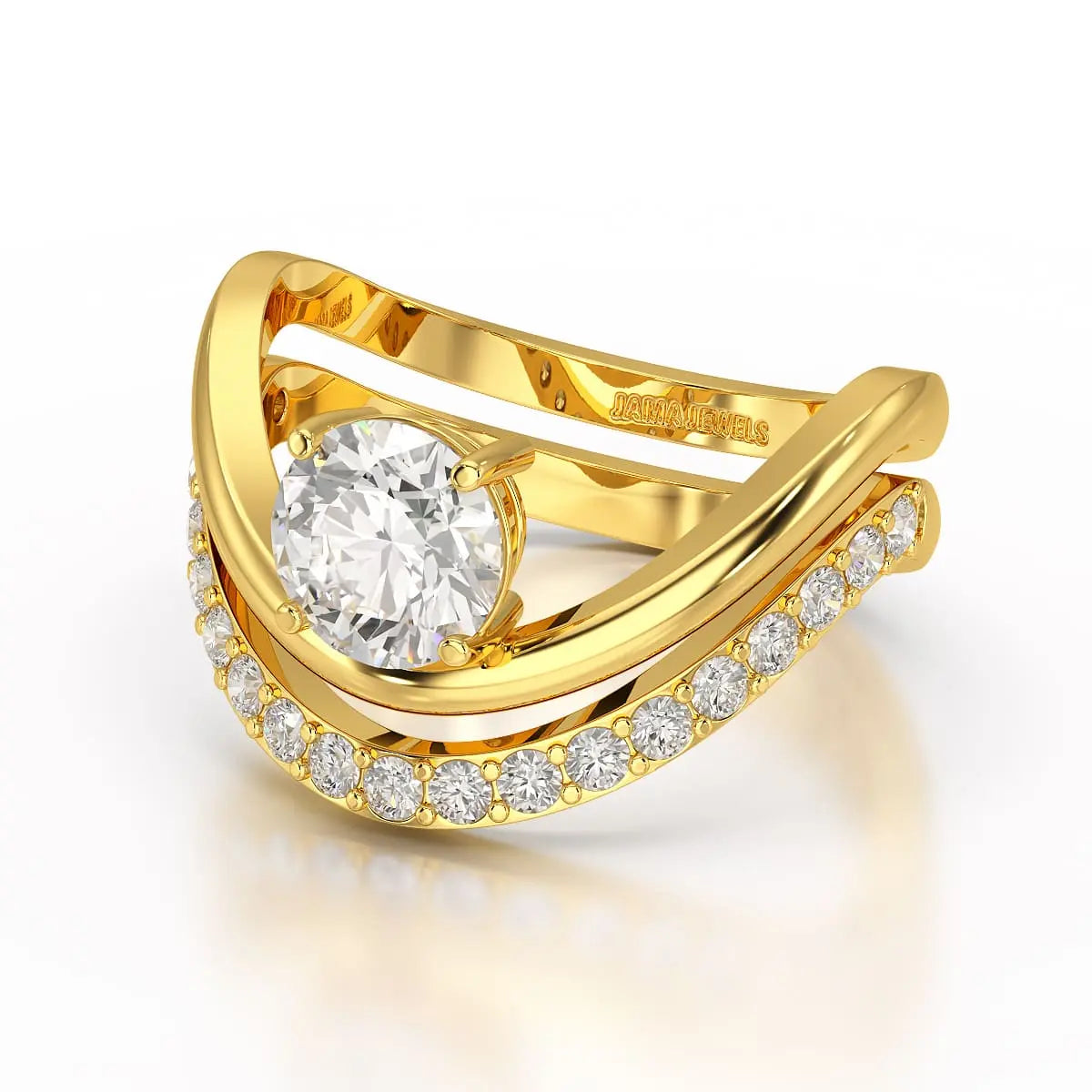 Curved Round Cut 1.3 CT Lab Diamond Ring Jama Jewels