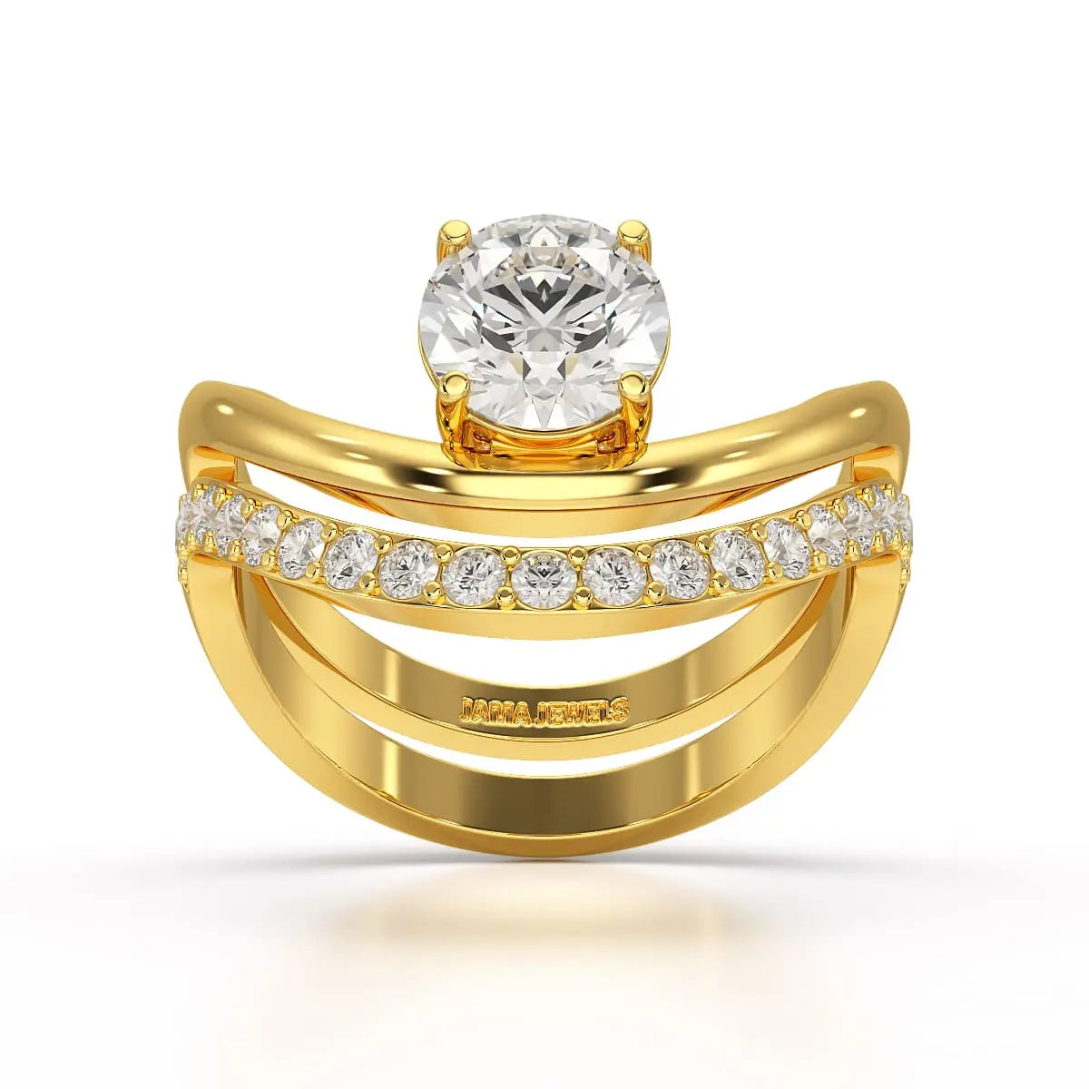 Curved Round Cut 1.3 CT Lab Diamond Ring Jama Jewels