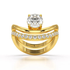 Curved Round Cut 1.3 CT Lab Diamond Ring Jama Jewels