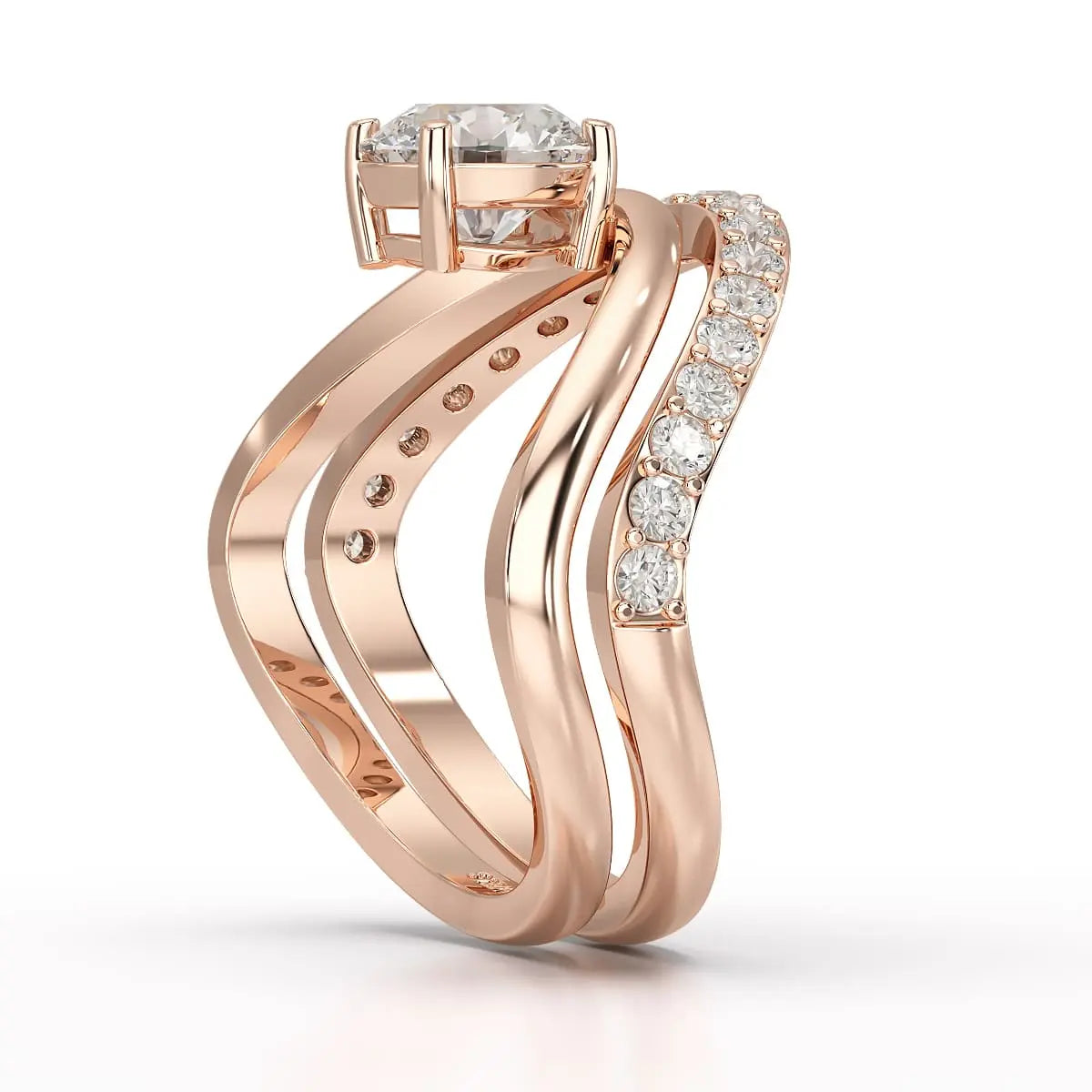 Curved Round Cut 1.3 CT Lab Diamond Ring Jama Jewels