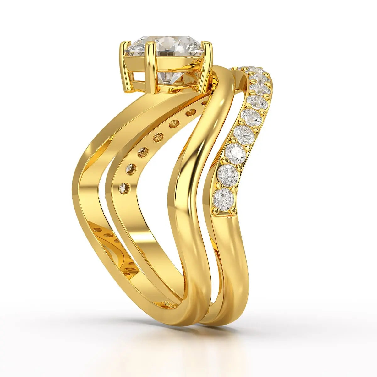Curved Round Cut 1.3 CT Lab Diamond Ring Jama Jewels