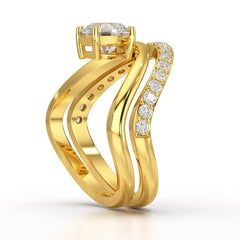 Curved Round Cut 1.3 CT Lab Diamond Ring Jama Jewels