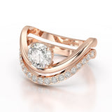 Curved Round Cut 1.3 CT Lab Diamond Ring