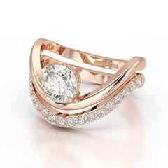 Curved Round Cut 1.3 CT Lab Diamond Ring Jama Jewels