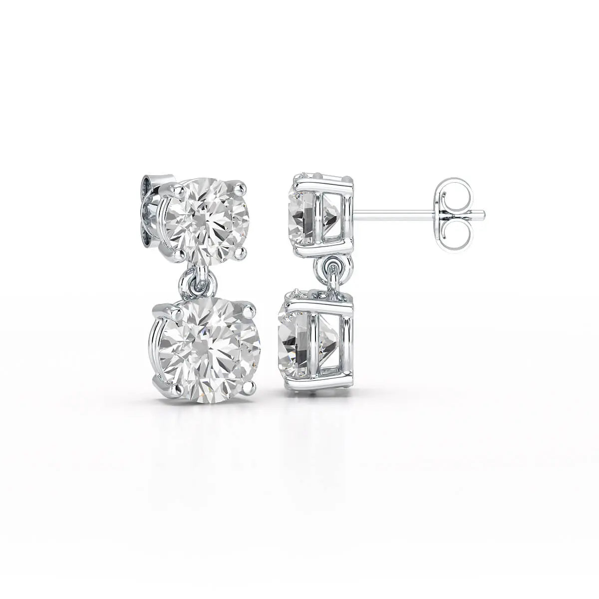 Simple Round Cut 6.34 CT Lab Diamond Drop Earring