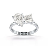 2.5 CT Pear and Princess Cut Lab Diamond Ring