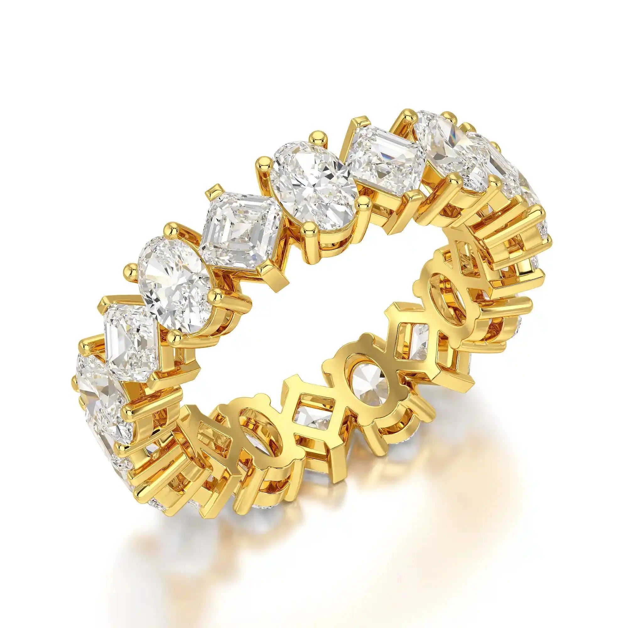 4.50 CT Asscher & Oval Cut Diamond Eternity Ring Jama Jewels