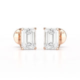 1 Ct Emerald Pair Solitaire Lab Diamond Earrings