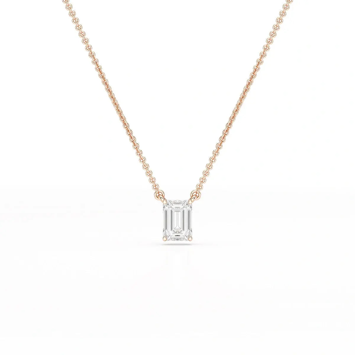 1 CT Emerald Cut Lab Grown Diamond Solitaire Pendant