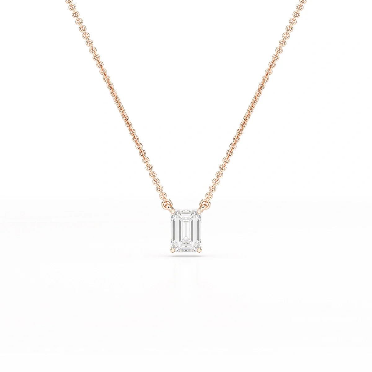 1 CT Emerald Cut Lab Grown Diamond Solitaire Pendant