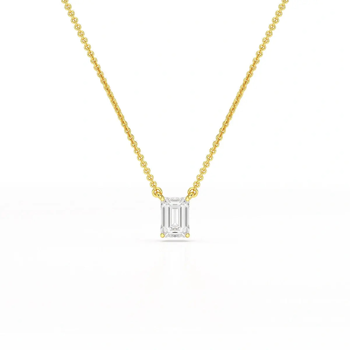 1 CT Emerald Cut Lab Grown Diamond Solitaire Pendant