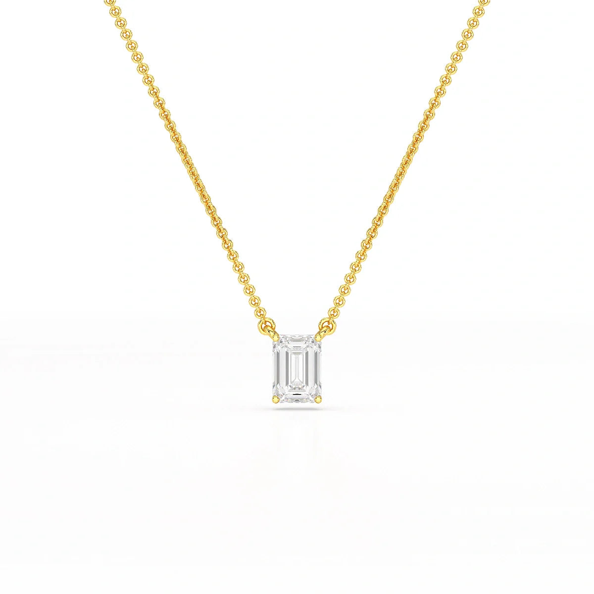 1 CT Emerald Cut Lab Grown Diamond Solitaire Pendant