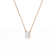 1 CT Emerald Cut Lab Grown Diamond Solitaire Pendant