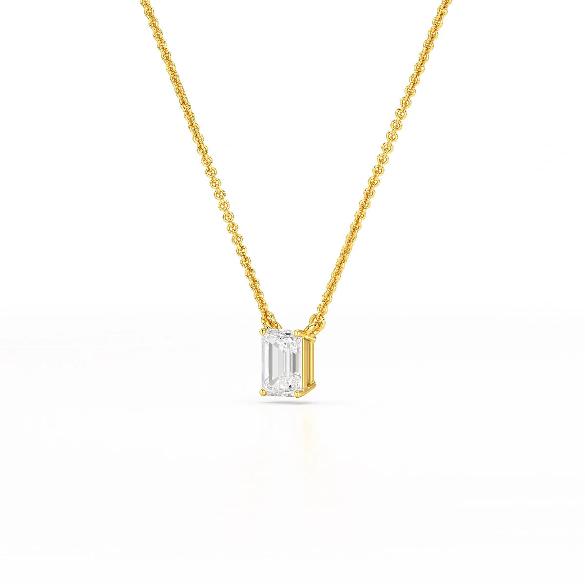 1 CT Emerald Cut Lab Grown Diamond Solitaire Pendant