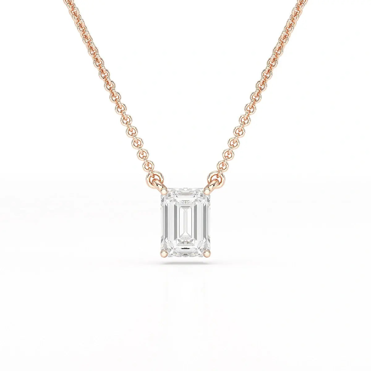 1 CT Emerald Cut Lab Grown Diamond Solitaire Pendant