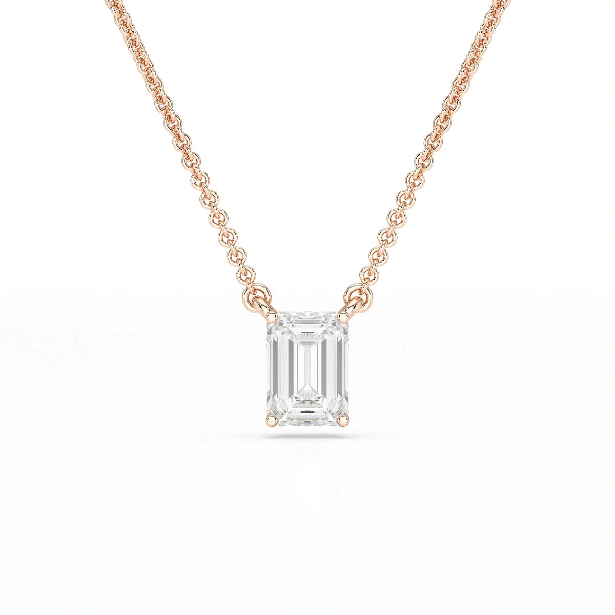 1 CT Emerald Cut Lab Grown Diamond Solitaire Pendant