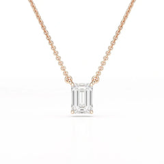 1 CT Emerald Cut Lab Grown Diamond Solitaire Pendant