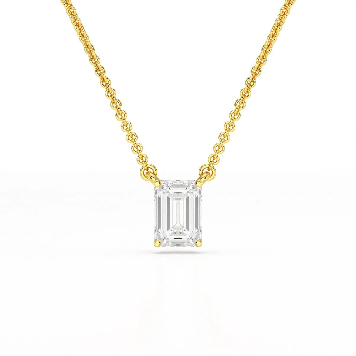 1 CT Emerald Cut Lab Grown Diamond Solitaire Pendant