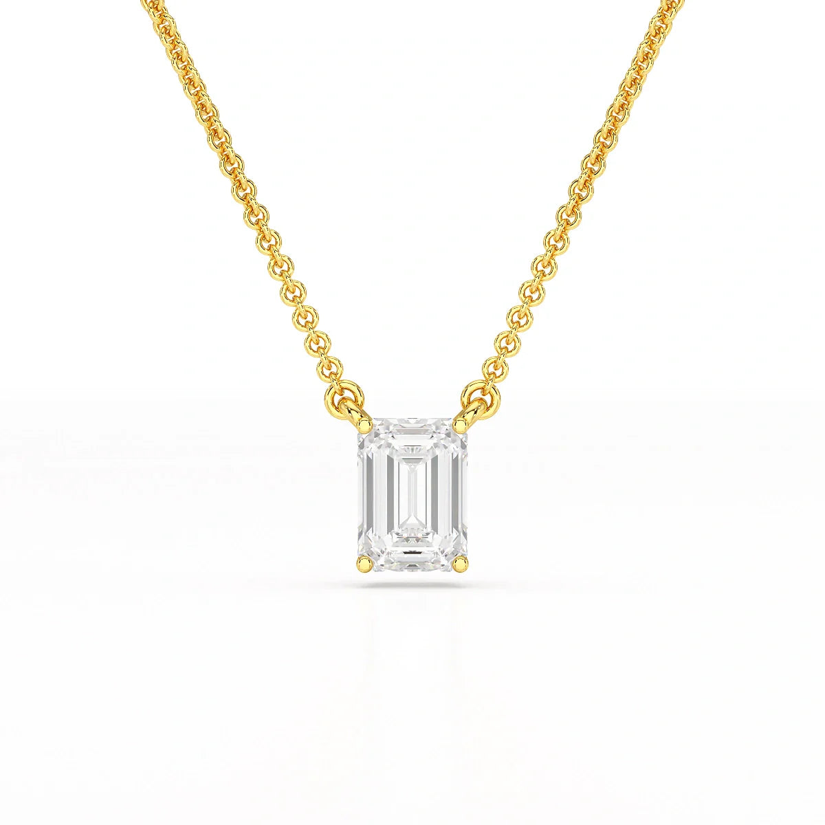 1 CT Emerald Cut Lab Grown Diamond Solitaire Pendant