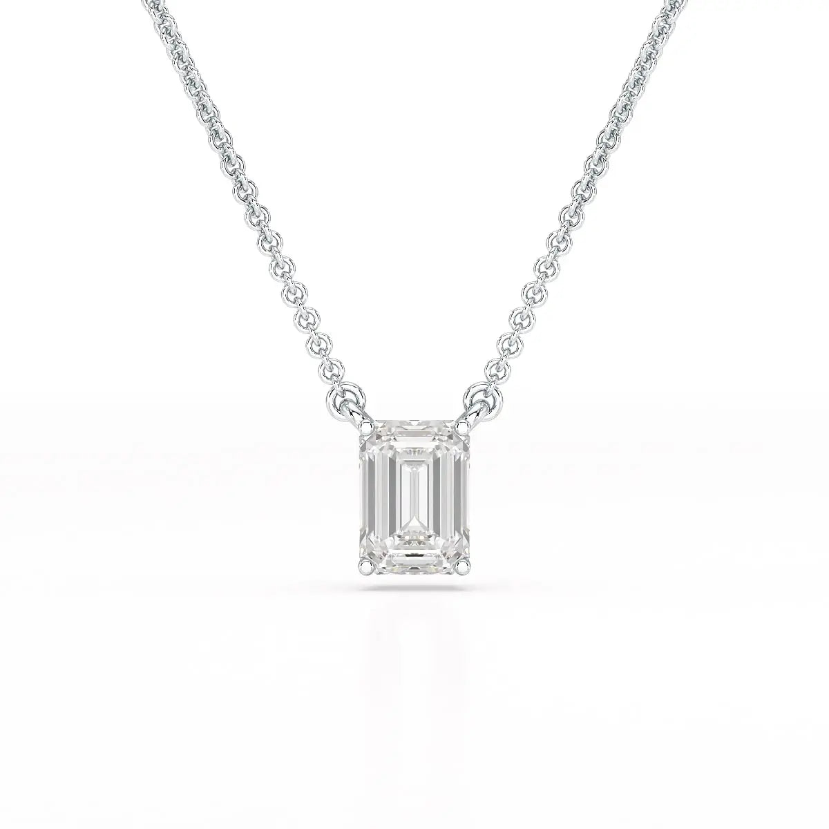 1 CT Emerald Cut Lab Grown Diamond Solitaire Pendant