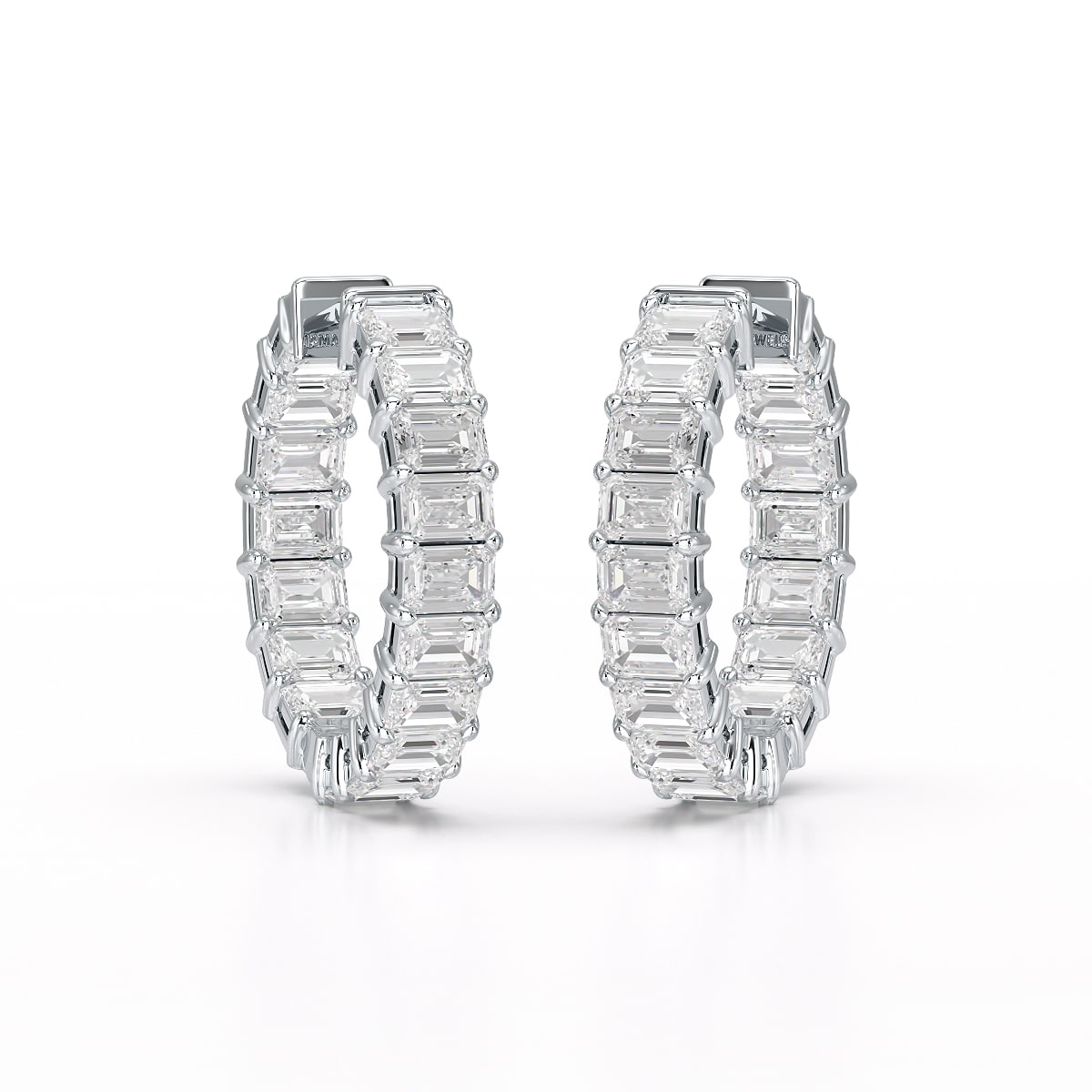 Emerald Cut Lab Diamond Hoop Earrings