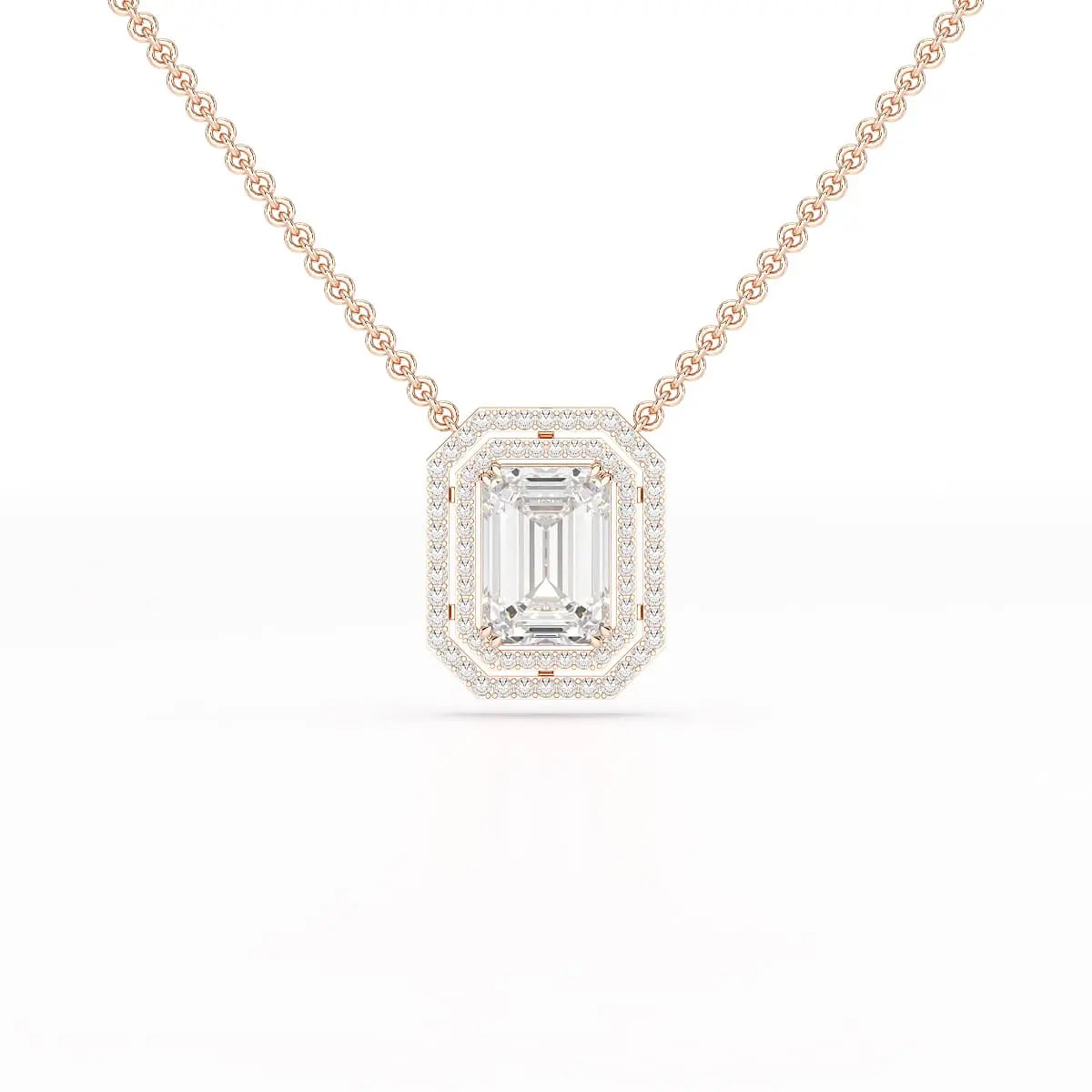 11.43 CT Emerald Cut Halo Lab Diamond Pendant