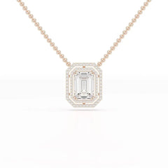 11.43 CT Emerald Cut Halo Lab Diamond Pendant