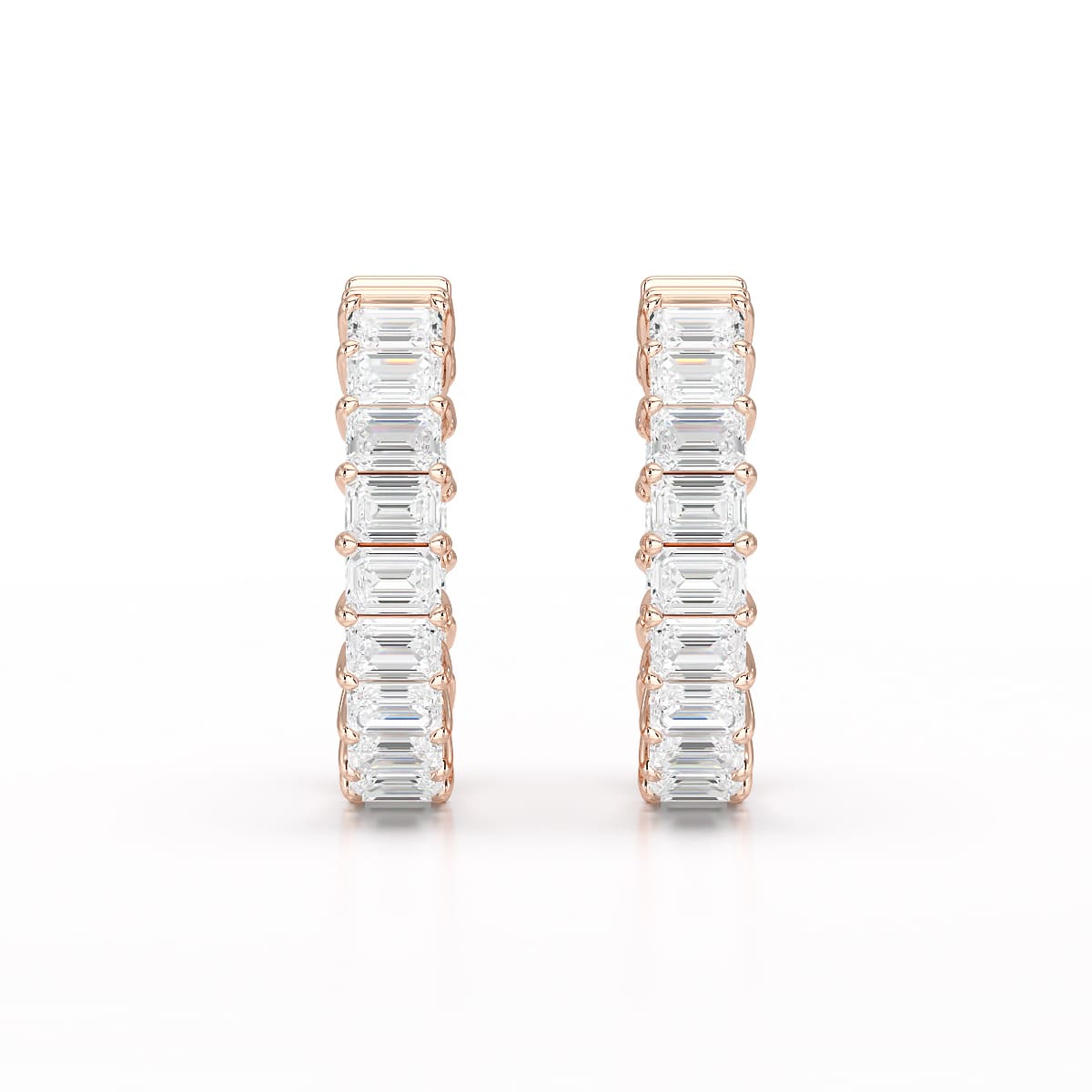 Emerald Cut Lab Diamond Hoop Earrings