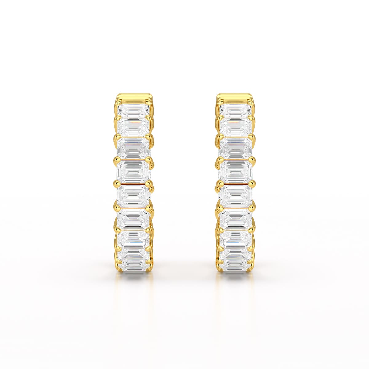 Emerald Cut Lab Diamond Hoop Earrings