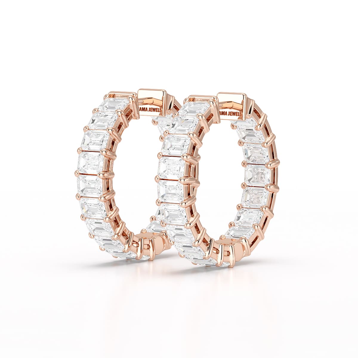 Emerald Cut Lab Diamond Hoop Earrings