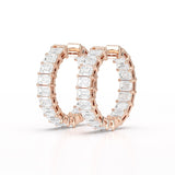 Emerald Cut Lab Diamond Hoop Earrings