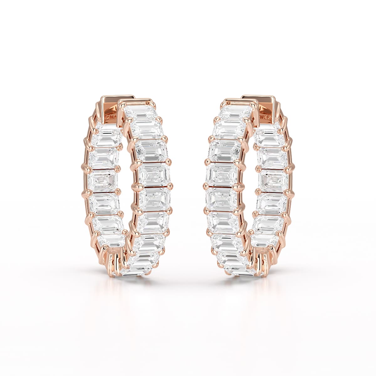 Emerald Cut Lab Diamond Hoop Earrings