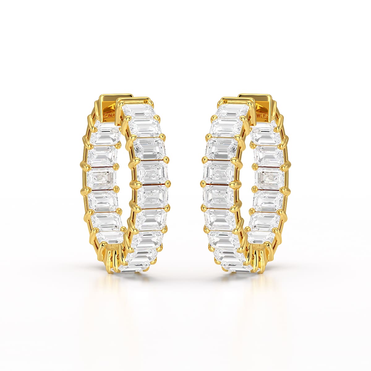 Emerald Cut Lab Diamond Hoop Earrings