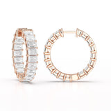 Emerald Cut Lab Diamond Hoop Earrings