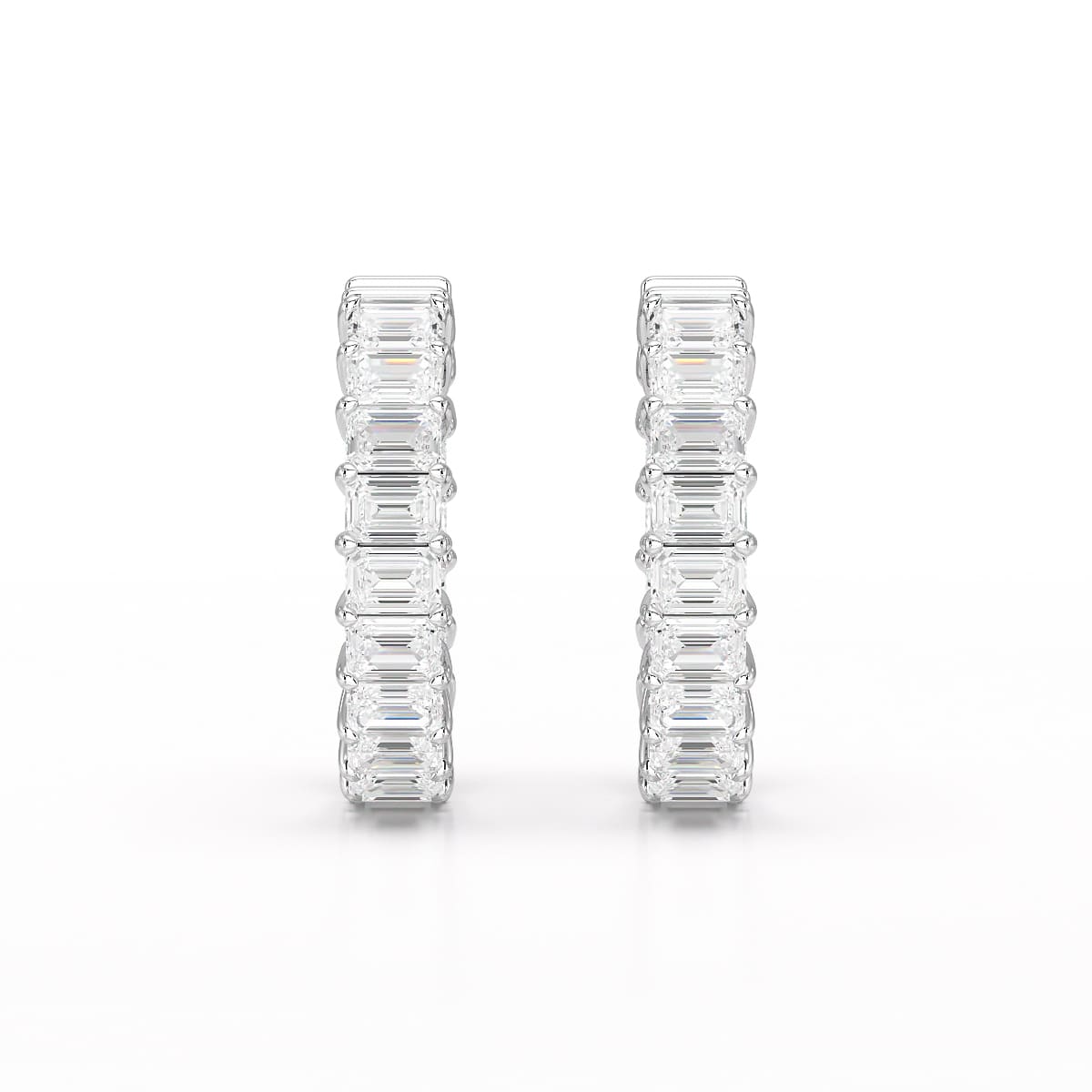 Emerald Cut Lab Diamond Hoop Earrings