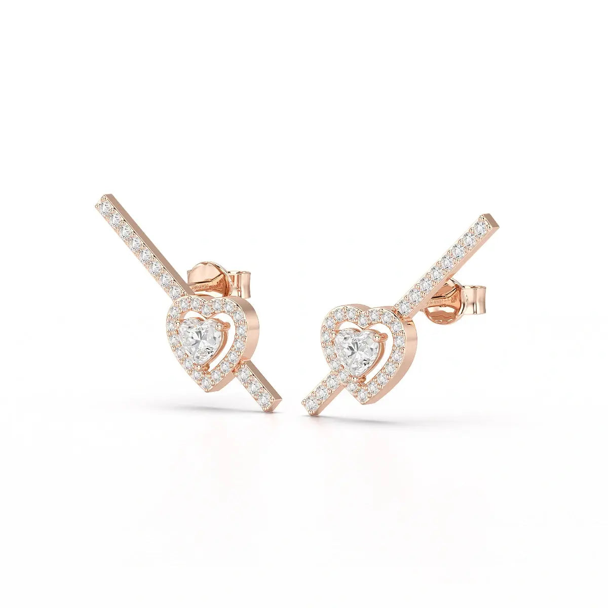 0.76 CT Lab Diamond Heart Cut Earrings Jama Jewels