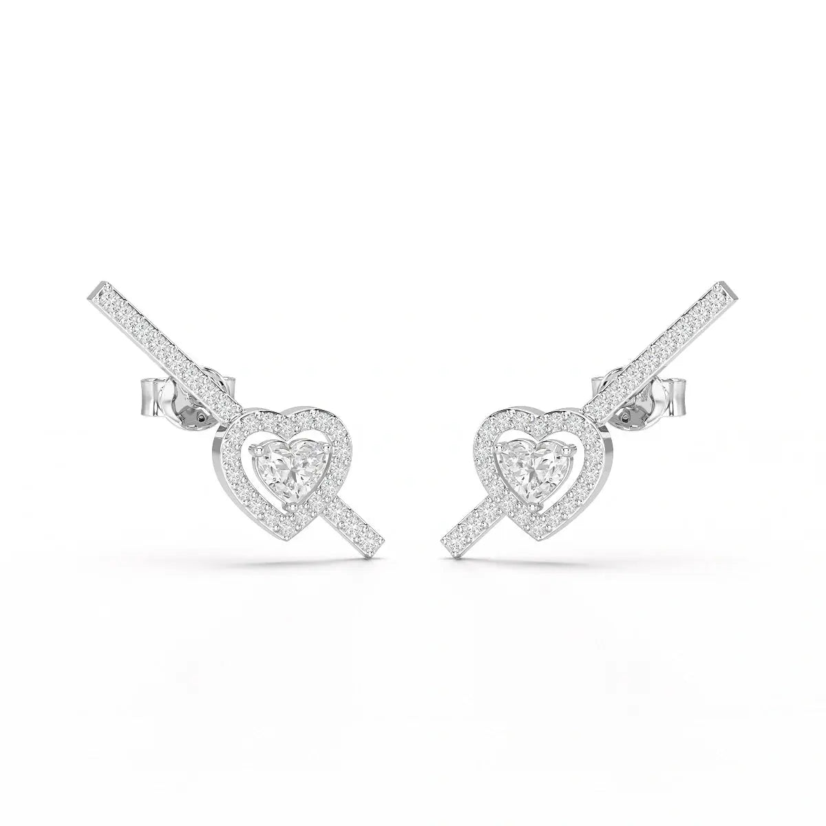 0.76 CT Lab Diamond Heart Cut Earrings Jama Jewels