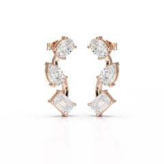 3.45 CT Lab Diamond Multi-Shape Three Stone Earrings Jama Jewels