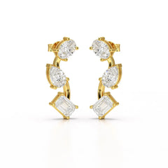 3.45 CT Lab Diamond Multi-Shape Three Stone Earrings Jama Jewels