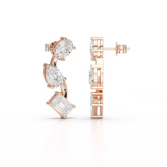 3.45 CT Lab Diamond Multi-Shape Three Stone Earrings Jama Jewels