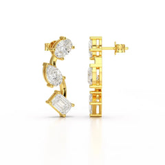 3.45 CT Lab Diamond Multi-Shape Three Stone Earrings Jama Jewels