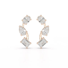3.45 CT Lab Diamond Multi-Shape Three Stone Earrings Jama Jewels