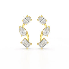 3.45 CT Lab Diamond Multi-Shape Three Stone Earrings Jama Jewels